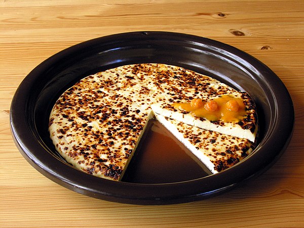 Leipäjuusto with cloudberry jam.