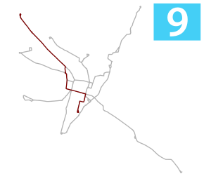 Mapa przebiegu linii kolejowej 9