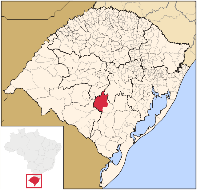 Localização de Caçapava do Sul no Rio Grande do Sul