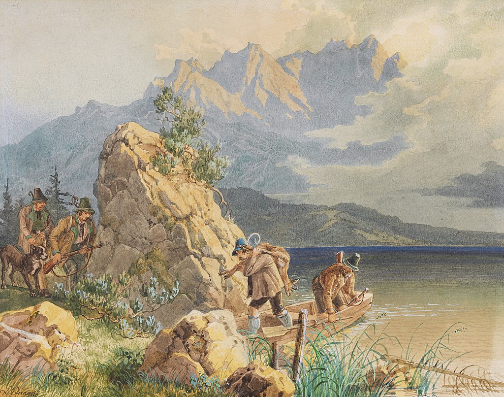 Lorenzo Quaglio Jäger und Wilderer am Eibsee bei der Zugspitze.jpg