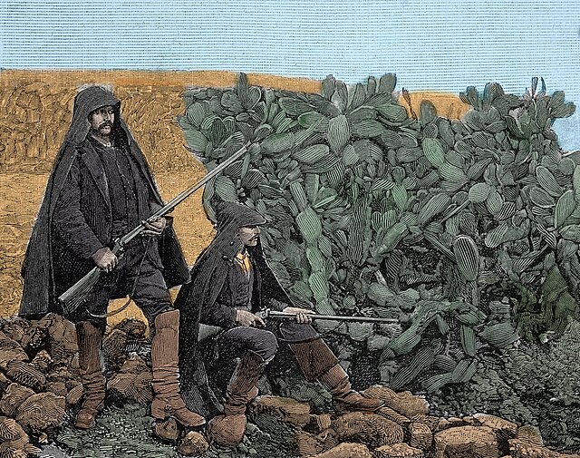 Representation of two brigand members of Cosa Nostra towards the end of the 19th century