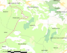 Mapa obce Cazavet