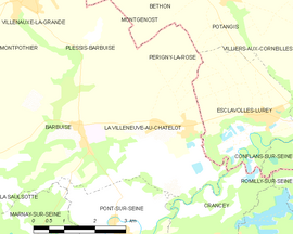 Mapa obce La Villeneuve-au-Châtelot