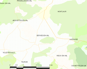 Poziția localității Serviès-en-Val