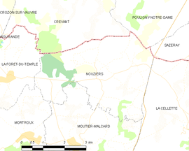 Mapa obce Nouziers