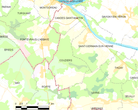 Mapa obce Couziers