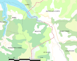 Mapa obce Beaufin