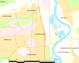 Mapa obce Mondelange