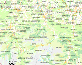 Mapa obce Bagnères-de-Bigorre
