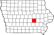 Harta statului Iowa indicând comitatul Poweshiek