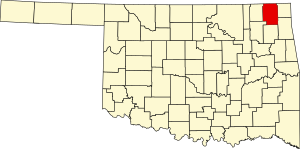 Kaart van Oklahoma met aandacht voor Craig County