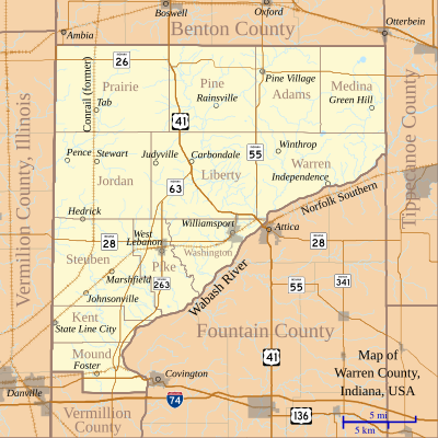 Map of Warren County, Indiana