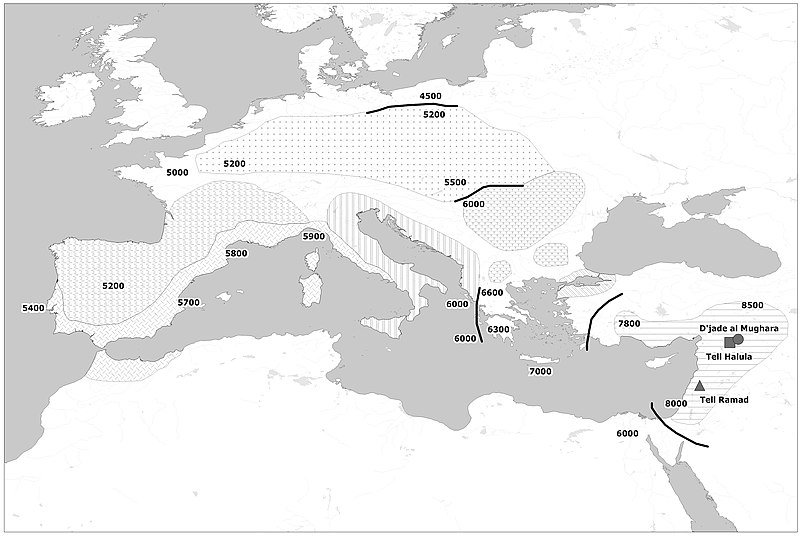 File:Map of the spread of Neolithic farming cultures in Europe.jpg