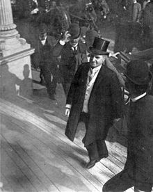 McKinley entering the Temple of Music on September 6, 1901, shortly before the shots were fired McKinley last photo.jpg