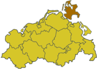 Distrikto Rügen sur la mapo de Meklenburgo-Antaŭpomerio