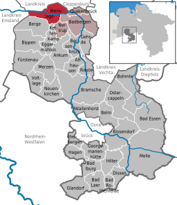 Läget för kommunen Menslage i Landkreis Osnabrück