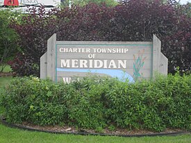 Meridian Charter Township signage bersama M-43