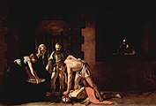 Michelangelo Caravaggio: Die Enthauptung Johannes’ des Täufers, Gemälde 1608