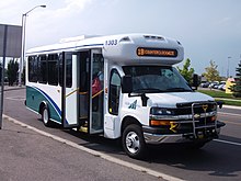 Chevrolet Express G4500 cutaway chassis with low-floor bus body Milton Transit 1303.jpg