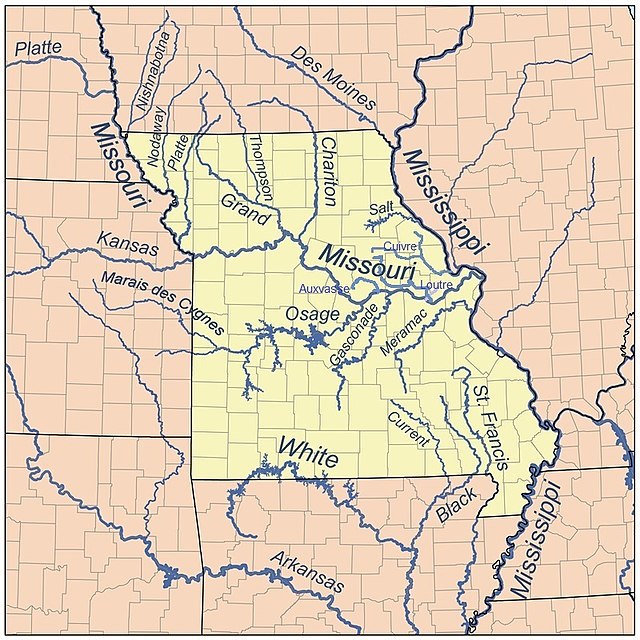 Map of Missouri rivers, including Cuivre River