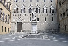 Banca Monte dei Paschi di Siena in Siena, Italy, is the oldest surviving bank in the world and Italy's third largest bank. It was founded in 1472. Monte dei Paschi.jpg