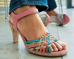 High-heeled sandals.