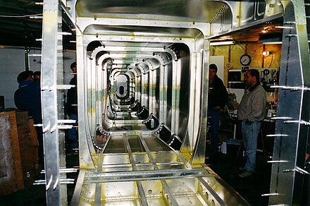 Inside of the tail cone of a Murphy Moose under construction, showing the all-metal semi-monocoque design