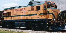Niagara and Western New York Railroad excursion train at Medina in 2002 NIAX 407 at Medina station, July 2002.jpg