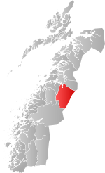 Mapa do condado de Nordland com Saltdal em destaque.