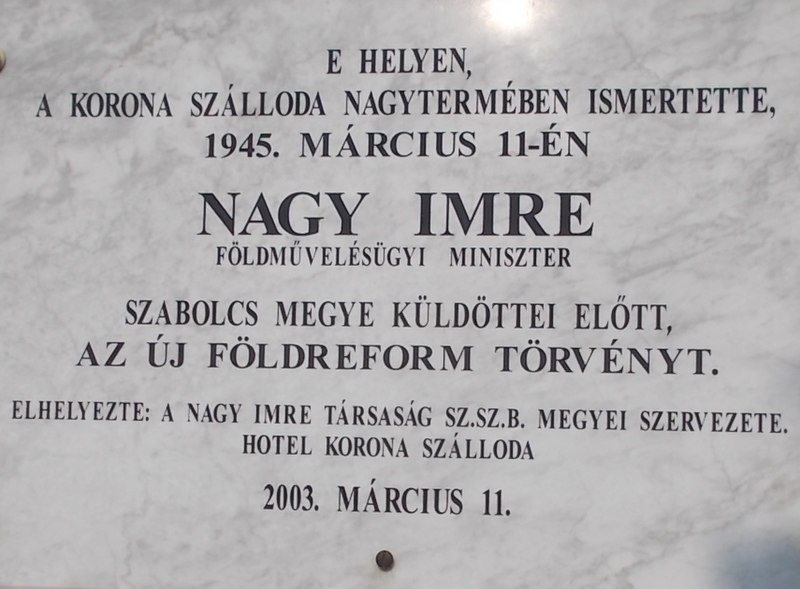 File:Nagy Imre emléktábla, Dózsa György utca, 2017 Nyíregyháza.jpg