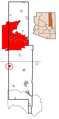 Location of the Hopi Reservation within Navajo and Coconino counties in Arizona. Navajo County Hopi reservation.PNG