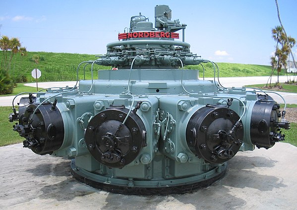 Nordberg two-stroke radial diesel engine formerly used in a pumping station at Lake Okeechobee