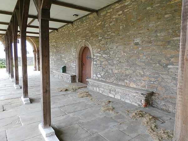 Under the colonnade of the Old Grammar School, Plympton, the school-room being above