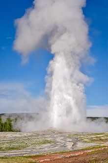 The hydrothermal features in Yellowstone National Park were specifically covered in the water rights compact between the State of Montana and the U.S. federal government, signed in 1993. Old faithful geyser 2015.jpg