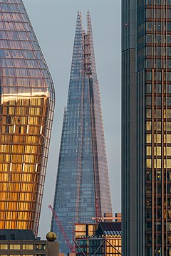 One Blackfriars, The Shard and South Bank Tower Sunset Tall Crop