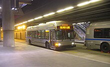 A 40-foot Silver Line trolleybus at Courthouse station in 2005. These buses were briefly used until the dual-mode buses entered service. Outbound MBTA Silver Line buses at Courthouse station.jpg