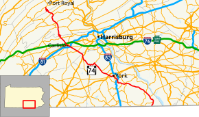 Pennsylvania Route 74 map.svg