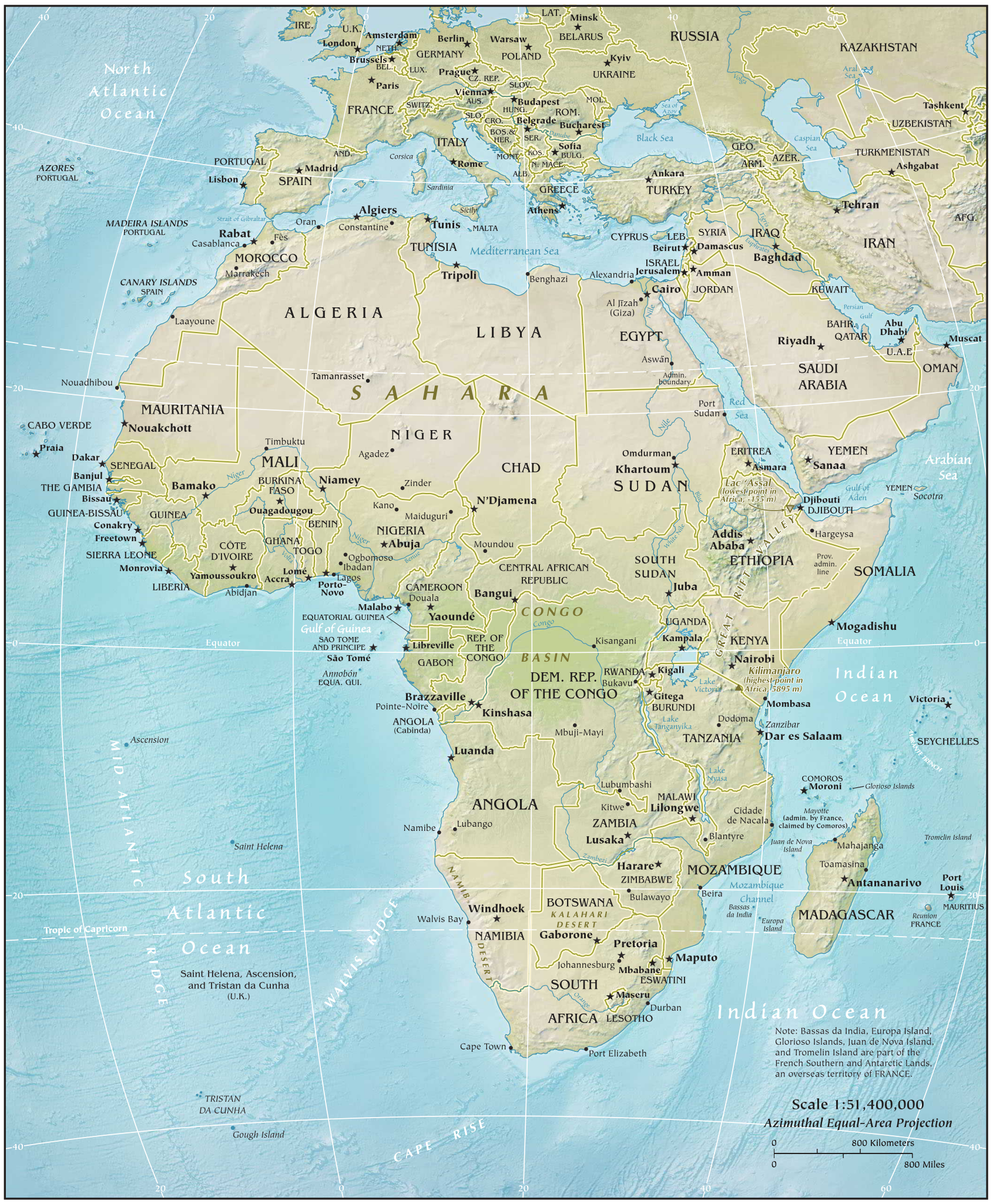 africa physical map deserts