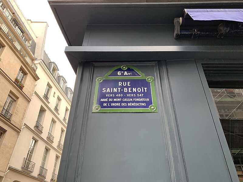 File:Plaque Rue Saint Benoît - Paris VI (FR75) - 2021-07-29 - 2.jpg