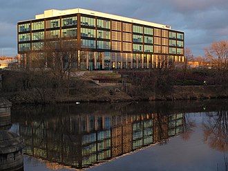 New administrative headquarters on the River Clyde at Dalmarnock, Glasgow Police Scotland administrative headquarters (geograph 5266410).jpg