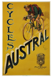 Affiche lithographiée pour Cycles Austral (c. 1923)