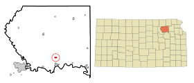 Pottawatomie County Kansas Incorporated and Unincorporated areas Louisville Highlighted.svg
