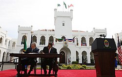 President Bush and President Kikwete sign the Millennium Challenge Compact.jpg