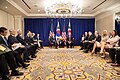 President Donald J. Trump with the President of the Republic of South Korea Moon Jae-in at a bilateral meeting Monday, Sept. 24, 2018, at the Lotte New York Palace in New York. (44843755322).jpg