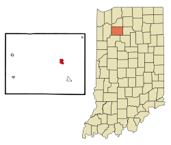 Pulaski County Indiana Incorporated and Unincorporated areas Winamac Highlighted.svg