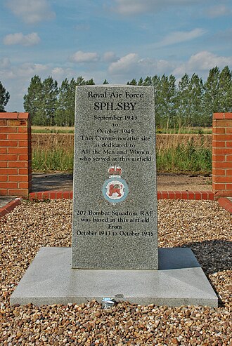 Original memorial on the airfield, now moved to Monksthorpe Chapel RAF Spilsby Memorial Front.jpg