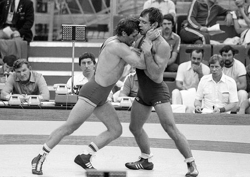 RIAN archive 104494 Greco-Roman wrestlers Ferenc Kocsis and Anatoly Bykov