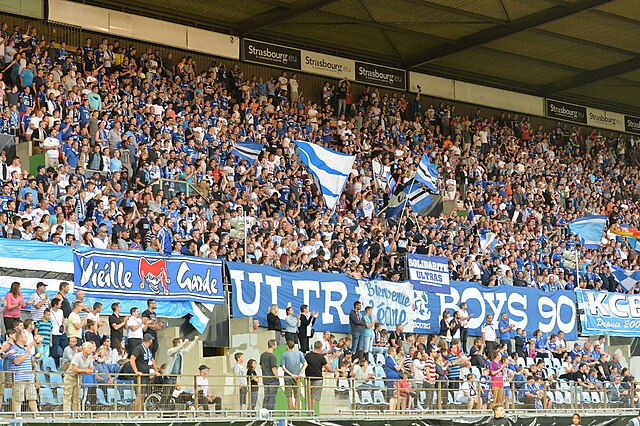 The supporters section at Stade de la Meinau during a game in 2016