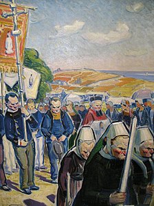 Procession bretonne, Raoul Carré (1868 - 1933), huile sur toile, 100x81 cm (hors cadre), 1920, n° inv. 1937.1.43. Collection musée d'Art et d'Histoire de Montmorillon (mahm)