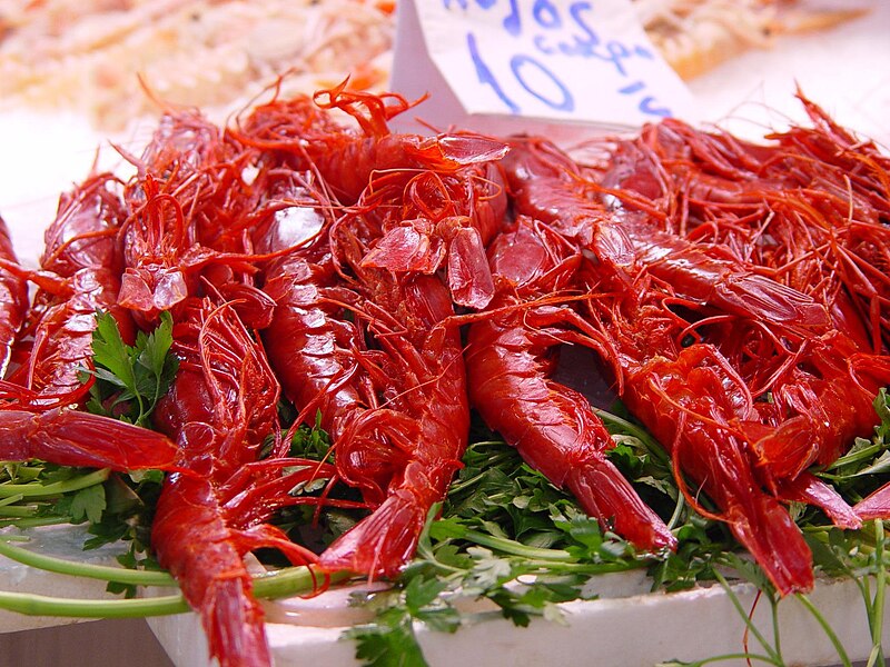 File:Red shrimps at market in Valencia.jpg